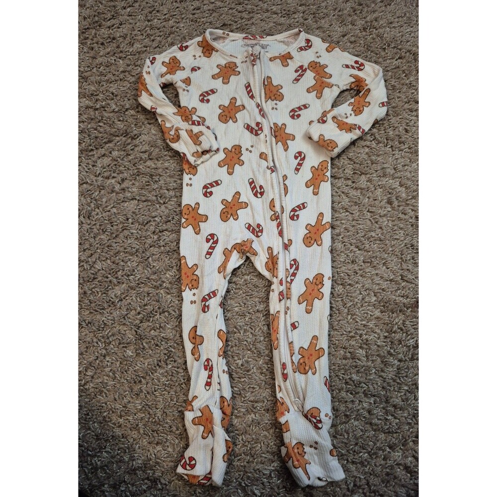 Caden lane Gingerbread Man Pajamas Footie Zipper Long Sleeve size 6-12M